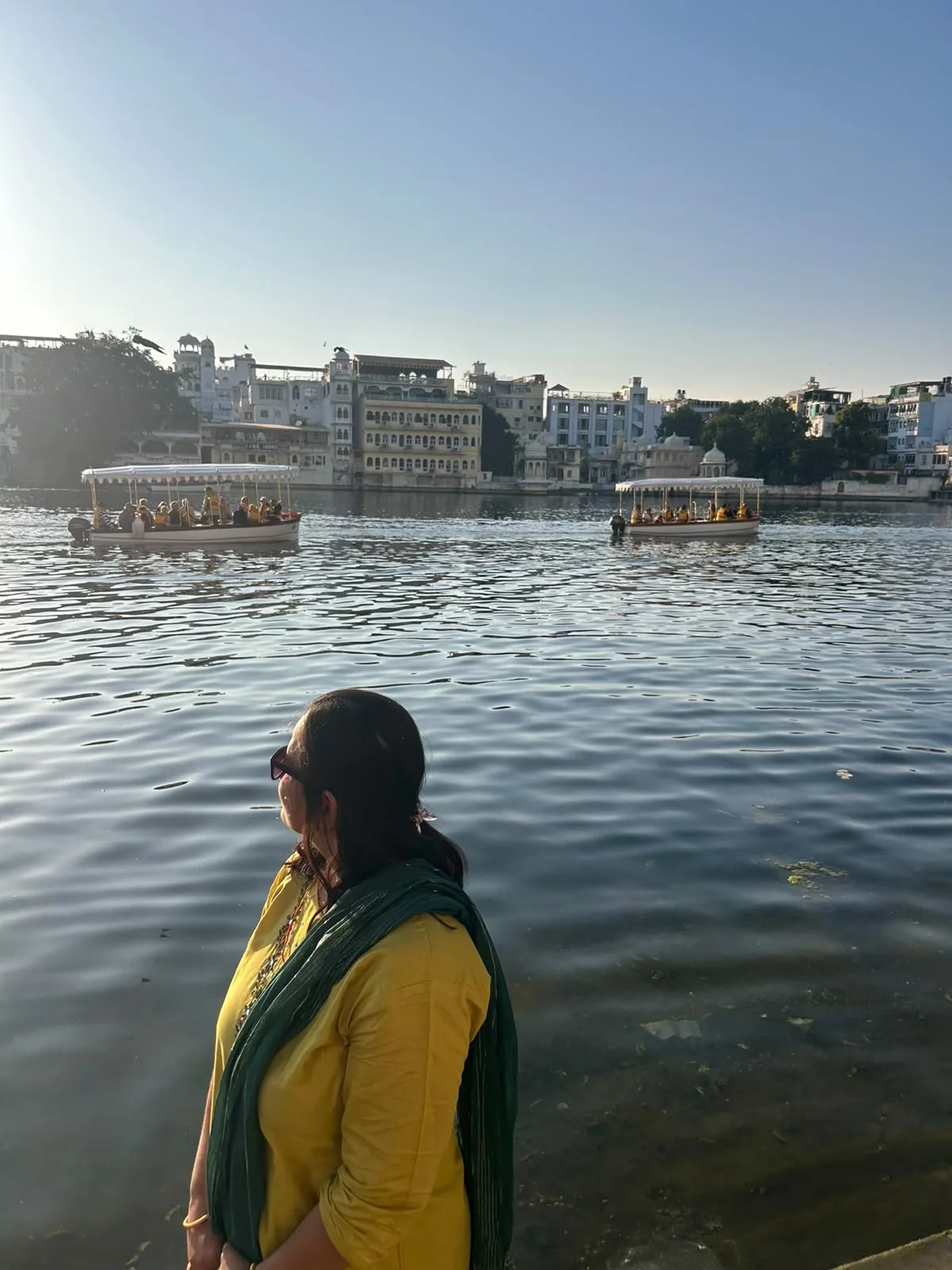 A quiet lake view from a boat